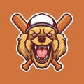 Golden Retriever Baseball Angry Dog Cartoon Head