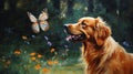 Golden Retriever with Butterfly