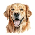 Detailed Charcoal Drawing Of A Golden Retriever On Isolated White Background