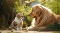 Golden Retriever with Cat