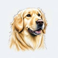 Golden retriever dog colored style drawing illustration Royalty Free Stock Photo
