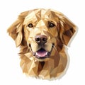 Golden Retriever Dog Vector Illustration In Cubist Style