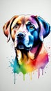 Colorful Labrador Retriever dog illustration on watercolor splash isolated on white background Royalty Free Stock Photo