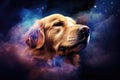 Golden Retriever Dog Nebulae And Galaxies Float In Space Smokelike Clouds Of Gas Royalty Free Stock Photo