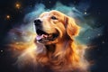 Golden Retriever Dog Nebulae And Galaxies Float In Space Smokelike Clouds Of Gas Royalty Free Stock Photo
