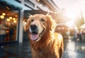 a golden retriever dog soaked by water shaking itself off - generative Ai illustration Royalty Free Stock Photo