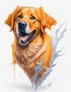 Golden Retriever Dog white background Splash Art 1 Royalty Free Stock Photo