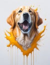 Golden Retriever Dog white background Splash Art 3 Royalty Free Stock Photo