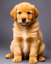 Golden Retriever Puppy Isolated On Grey Background