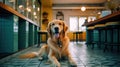 Golden Retriever Puppy Playing, smile face Royalty Free Stock Photo