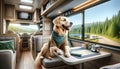 Golden Retriever inside an RV