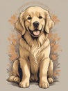 golden retriever sitting relaxed with a smile