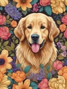 golden retriever sitting relaxed with a smile