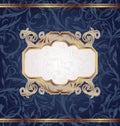 Golden retro emblem, seamless floral texture Royalty Free Stock Photo