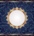 Golden retro frame, seamless floral texture