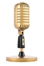 Golden retro Microphone, 3D rendering Royalty Free Stock Photo