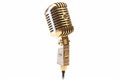 Golden Retro microphone isolated on white background with clipping path. 3d illustration Royalty Free Stock Photo