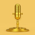 Golden Retro Microphone on a Golden Pedestal. 3d Rendering Royalty Free Stock Photo