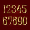 Golden retro style numbers. Presentable gold vector font Royalty Free Stock Photo
