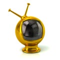 Golden retro tv 3d illustration