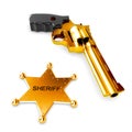 Golden revolver gun Royalty Free Stock Photo