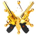 Golden revolver gun Royalty Free Stock Photo