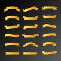 Set of golden ribbon banners design elements. Royalty Free Stock Photo