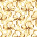 Golden Ribbon Bows Pattern on White Royalty Free Stock Photo