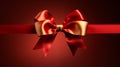 Golden ribbon with red bow isolated on black background.Holiday Festive Party Winning Banner Royalty Free Stock Photo