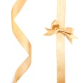 Golden ribbons with beautiful bow on white background Royalty Free Stock Photo