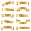 Golden Ribbons set Isolated White Background Royalty Free Stock Photo