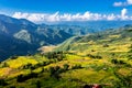 Golden rice terraced fields at harvesting time. Royalty Free Stock Photo