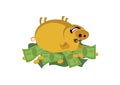 Golden rich pig vector Royalty Free Stock Photo