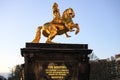 The Golden Rider or Goldener Reiter, the statue of August the Strong in Dresden, Saxony, Germany. November 2019 Royalty Free Stock Photo