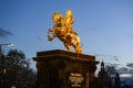 The Golden Rider or Goldener Reiter, the statue of August the Strong in Dresden, Saxony, Germany. November 2019 Royalty Free Stock Photo