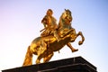 The Golden Rider or Goldener Reiter, the statue of August the Strong in Dresden, Saxony, Germany. November 2019 Royalty Free Stock Photo