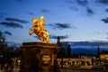 The Golden Rider or Goldener Reiter, the statue of August the Strong in Dresden, Saxony, Germany. November 2019 Royalty Free Stock Photo