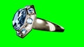 golden ring with blue topaz gem on chroma key screen, isolated, fictive design - object 3D rendering