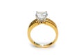 Golden ring with diamond isolated on the white