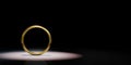 Golden Ring Frame Spotlighted on Black Background 3D Illustration