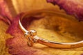 Golden ring with an ornament in the form of a cross Royalty Free Stock Photo