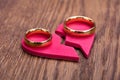 Golden Ring On Red Broken Heart Royalty Free Stock Photo