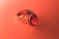 Golden ring with ruby isolated background Royalty Free Stock Photo