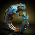 Golden ring in a shape of animal, luxury jewelry, 3D render, fantasy style. AI generated image