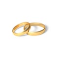 Golden rings. Gold wedding rings pair. Vector 3D realistic illustration isolated on white background Royalty Free Stock Photo