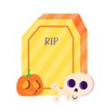 Golden RIP Halloween Headstone flat design