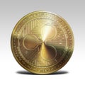 Golden ripple coin isolated on white background 3d rendering