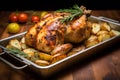 Golden Roast chicken rosemary. Generate Ai