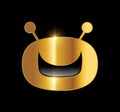 Golden Robot Head Logo vector icon