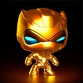 golden robot isolated on black background, 3d rendering, 3d illustration Generative AI